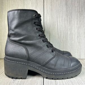 Marc Jacobs Black Waxed Canvas Combat Bristol Boot Lace Up Womens Size 10 EUR 40